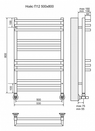 Нойс П12 500х800 Полотенцесушитель  TERMINUS Юрга - фото 3