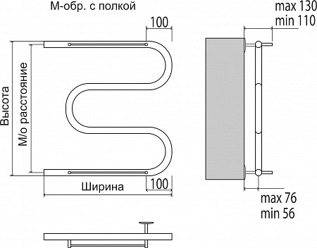 М-обр с/п AISI 32х2 600х700 Полотенцесушитель  TERMINUS Юрга - фото 3