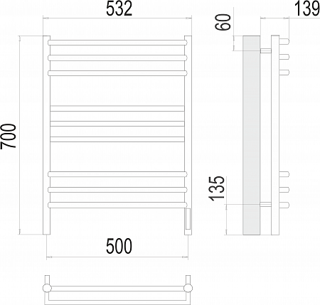 Прато П9 500х700 электро (sensor quick touch) Полотенцесушитель  TERMINUS Юрга - фото 3