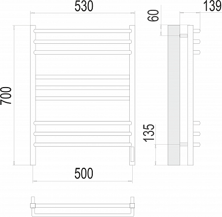 Соренто П9 500х700 электро (sensor quick touch) Полотенцесушитель  TERMINUS Юрга - фото 3