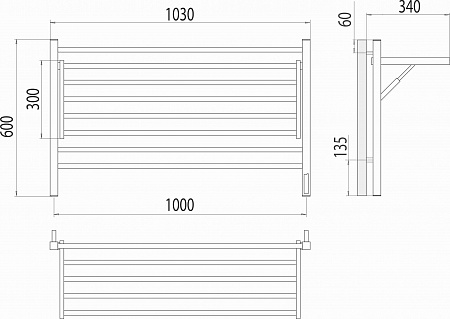 Горизонт П8 1000х600 электро КС ЧЕРНЫЙ МУАР (sensor quick touch) Полотенцесушитель TERMINUS Юрга - фото 5